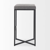 Mercana Frodo 16.5L x 16.5W x 29.75H Gray Fabric Seat W/Black Iron Frame Bar Stool