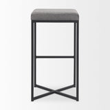 Mercana Frodo 16.5L x 16.5W x 29.75H Gray Fabric Seat W/Black Iron Frame Bar Stool