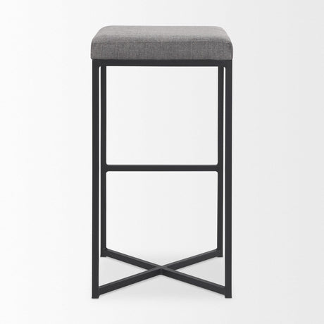 Mercana Frodo 16.5L x 16.5W x 29.75H Gray Fabric Seat W/Black Iron Frame Bar Stool