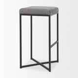Mercana Frodo 16.5L x 16.5W x 29.75H Gray Fabric Seat W/Black Iron Frame Bar Stool