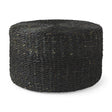 Mercana Dina 75L x 75W x 45H Black Cornhusk and Water Hyacinth Round Coffee Table Pouf