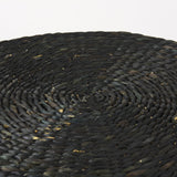 Mercana Dina 75L x 75W x 45H Black Cornhusk and Water Hyacinth Round Coffee Table Pouf