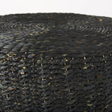 Mercana Dina 75L x 75W x 45H Black Cornhusk and Water Hyacinth Round Coffee Table Pouf