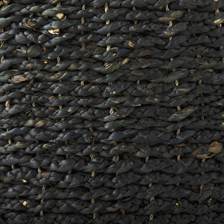 Mercana Dina 75L x 75W x 45H Black Cornhusk and Water Hyacinth Round Coffee Table Pouf