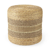 Mercana Maya 17.7L x 17.7W x 17.7H Light Brown W/Medium Brown Stripes Seagrass Round Pouf
