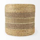 Mercana Maya 17.7L x 17.7W x 17.7H Light Brown W/Medium Brown Stripes Seagrass Round Pouf