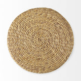 Mercana Maya 17.7L x 17.7W x 17.7H Light Brown W/Medium Brown Stripes Seagrass Round Pouf