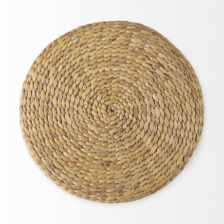 Mercana Maya 17.7L x 17.7W x 17.7H Light Brown W/Medium Brown Stripes Seagrass Round Pouf