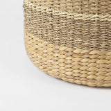 Mercana Maya 17.7L x 17.7W x 17.7H Light Brown W/Medium Brown Stripes Seagrass Round Pouf