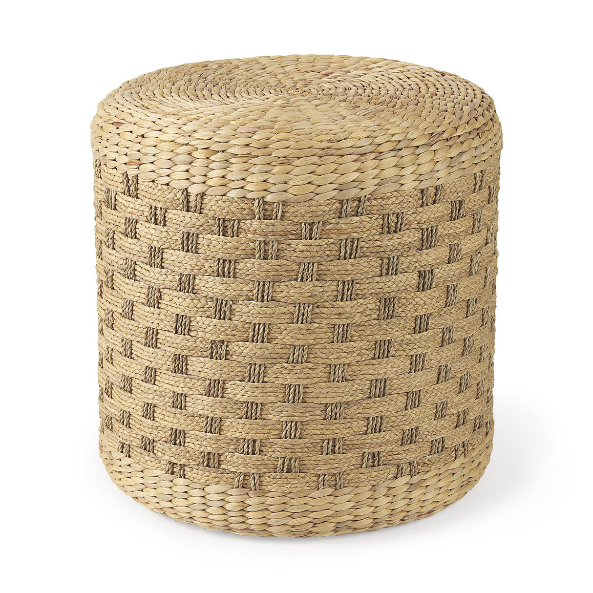 Mercana Michelle 17.7L x 17.7W x 17.7H Light Brown Woven Seagrass Round Pouf