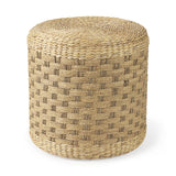 Mercana Michelle 17.7L x 17.7W x 17.7H Light Brown Woven Seagrass Round Pouf