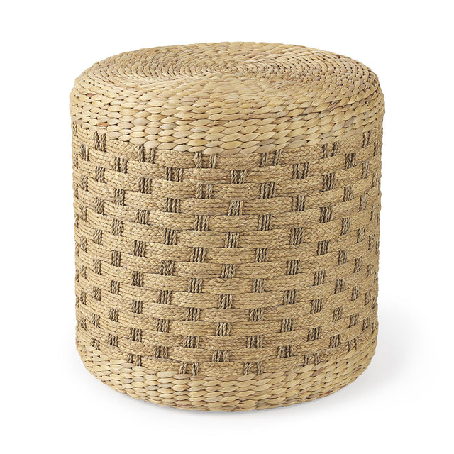 Mercana Michelle 17.7L x 17.7W x 17.7H Light Brown Woven Seagrass Round Pouf
