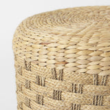 Mercana Michelle 17.7L x 17.7W x 17.7H Light Brown Woven Seagrass Round Pouf