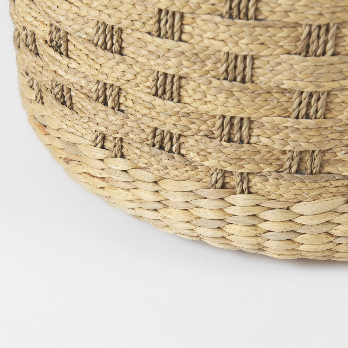 Mercana Michelle 17.7L x 17.7W x 17.7H Light Brown Woven Seagrass Round Pouf