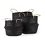 Mercana Ella 9.8L x 9.8W x 11.0H (Set of 3) Black Seagrass Basket W/ Light Brown Handles