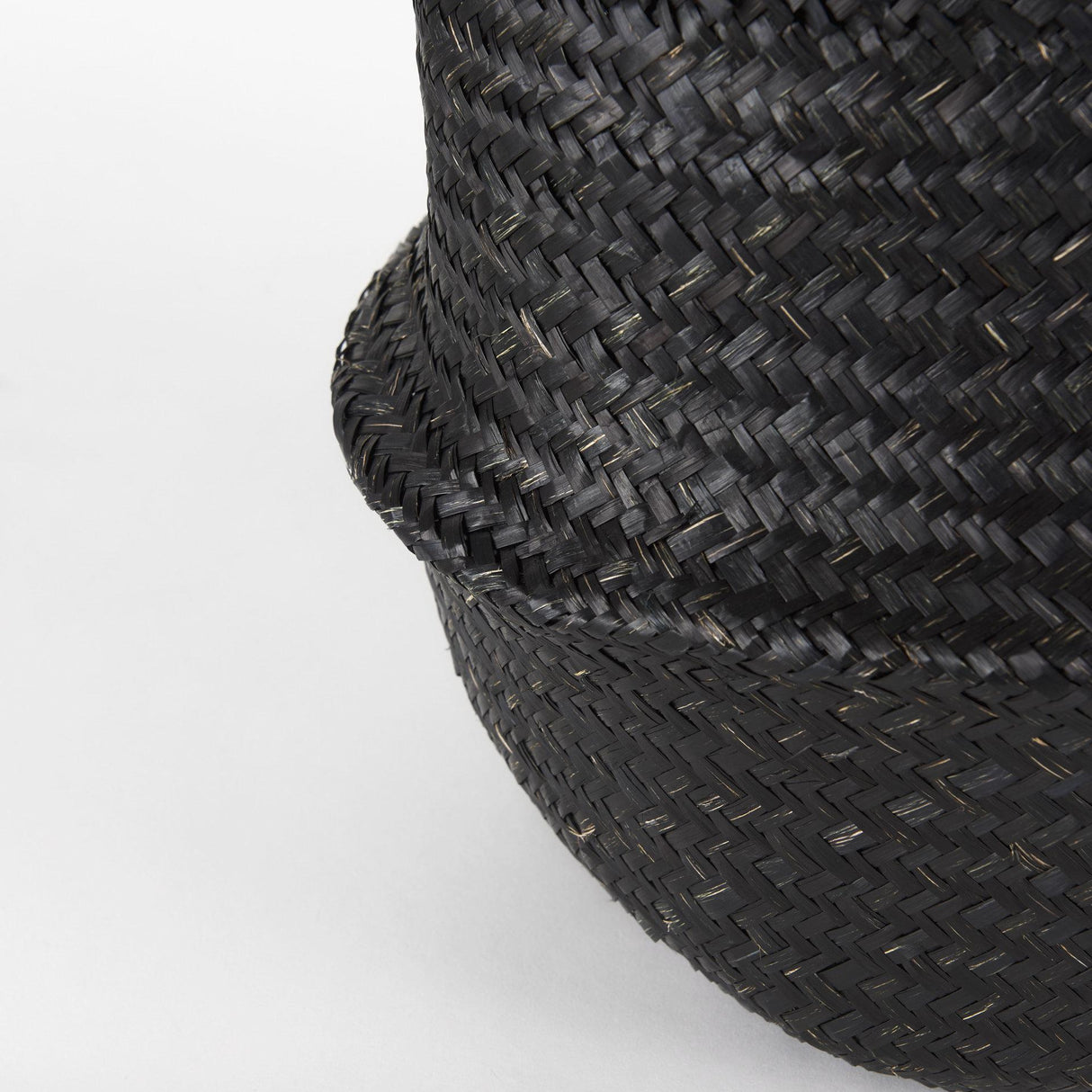 Mercana Ella 9.8L x 9.8W x 11.0H (Set of 3) Black Seagrass Basket W/ Light Brown Handles