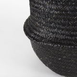 Mercana Ella 9.8L x 9.8W x 11.0H (Set of 3) Black Seagrass Basket W/ Light Brown Handles