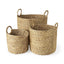 Mercana Sivan 19.7L x 19.7W x 23.6H (Set of 3) Light Brown Water Hyacinth Round Basket W/ Handles