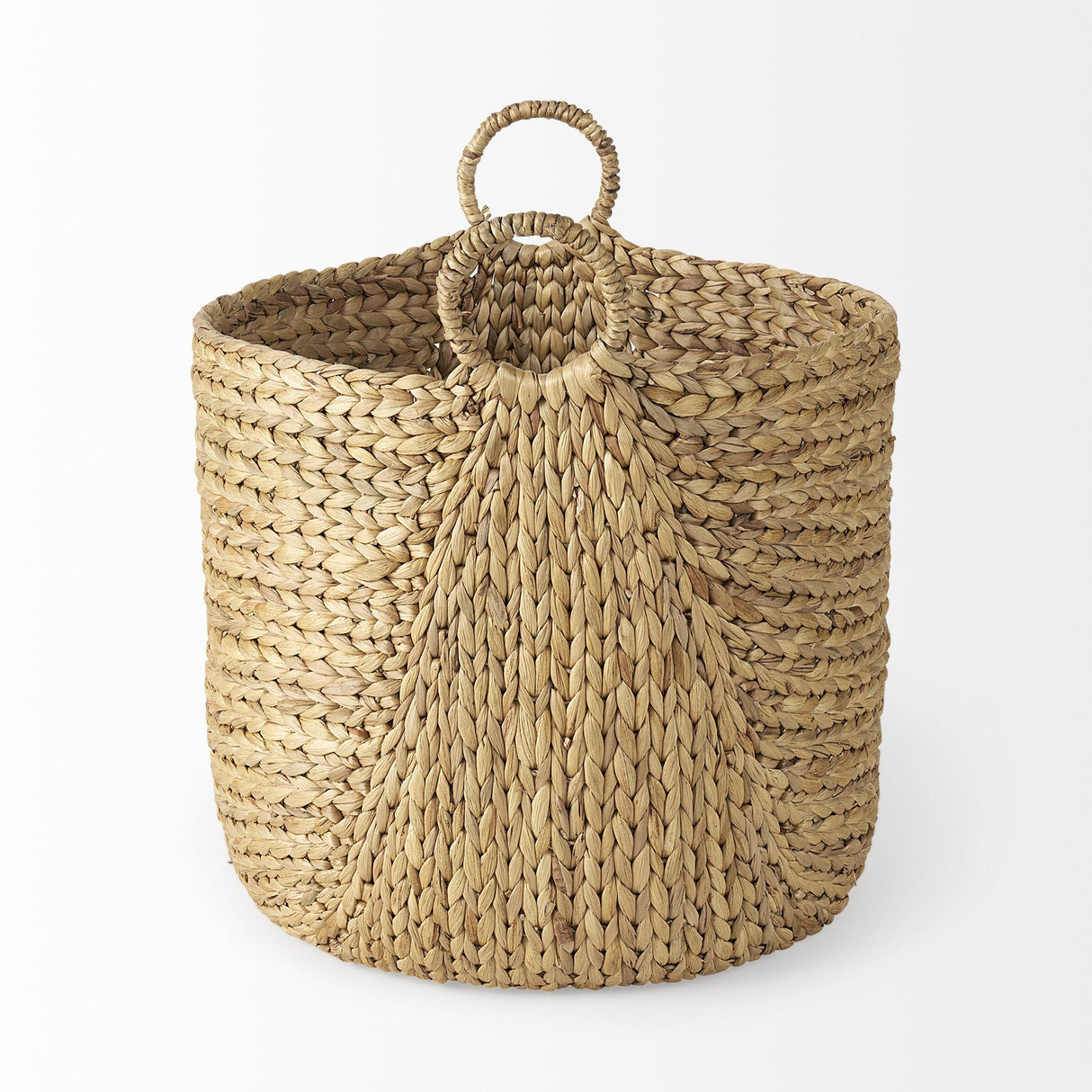 Mercana Sivan 19.7L x 19.7W x 23.6H (Set of 3) Light Brown Water Hyacinth Round Basket W/ Handles