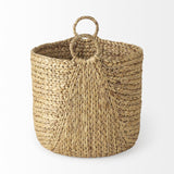 Mercana Sivan 19.7L x 19.7W x 23.6H (Set of 3) Light Brown Water Hyacinth Round Basket W/ Handles