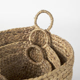 Mercana Sivan 19.7L x 19.7W x 23.6H (Set of 3) Light Brown Water Hyacinth Round Basket W/ Handles
