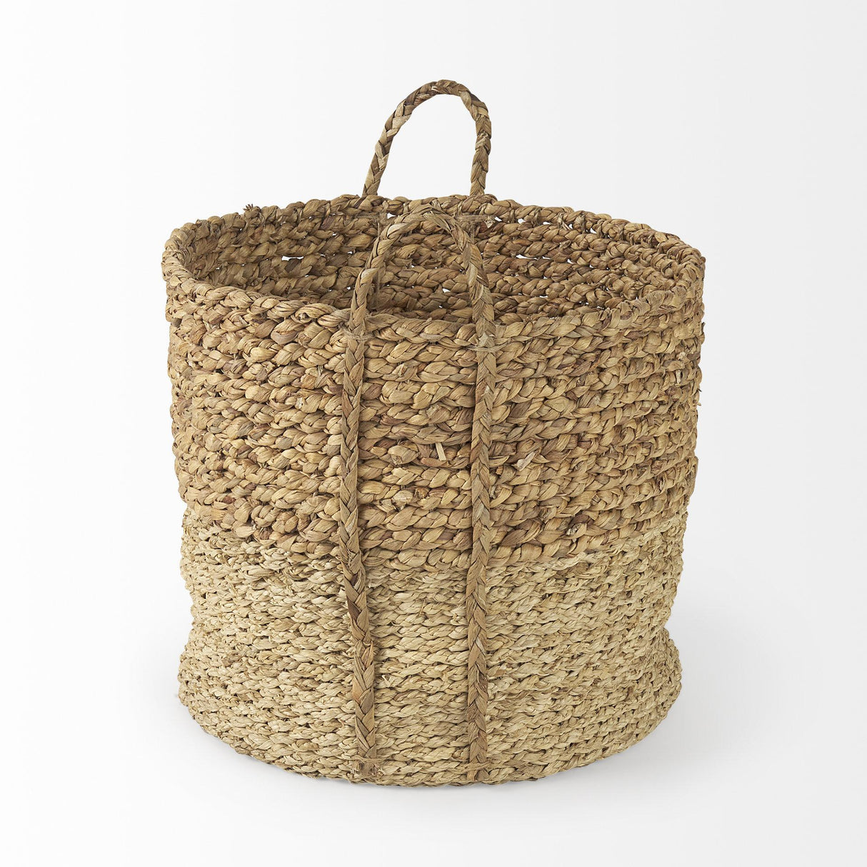 Mercana Morocco 15.7L x 15.7 (Set of 3) Brown Two Tone Water Hyacinth and Cornhusk Round Basket W/ Handles