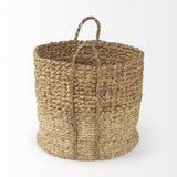 Mercana Morocco 15.7L x 15.7 (Set of 3) Brown Two Tone Water Hyacinth and Cornhusk Round Basket W/ Handles