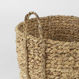 Mercana Morocco 15.7L x 15.7 (Set of 3) Brown Two Tone Water Hyacinth and Cornhusk Round Basket W/ Handles