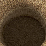 Mercana Morocco 15.7L x 15.7 (Set of 3) Brown Two Tone Water Hyacinth and Cornhusk Round Basket W/ Handles