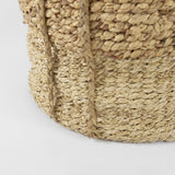 Mercana Morocco 15.7L x 15.7 (Set of 3) Brown Two Tone Water Hyacinth and Cornhusk Round Basket W/ Handles