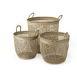 Mercana Bowie 19.7L x 19.7W x 19.7H (Set of 3) Medium Brown Seagrass Round Basket W/ Handles
