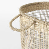 Mercana Bowie 19.7L x 19.7W x 19.7H (Set of 3) Medium Brown Seagrass Round Basket W/ Handles