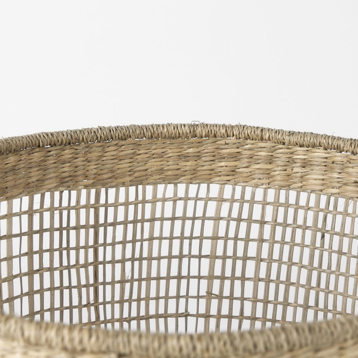 Mercana Bowie 19.7L x 19.7W x 19.7H (Set of 3) Medium Brown Seagrass Round Basket W/ Handles