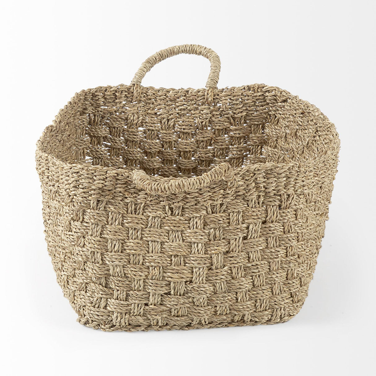 Mercana Emra 17.3L x 11.8W x 7.9H (Set of 3) Light Brown Seagrass Rectangular Basket W/ Handles