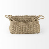 Mercana Emra 17.3L x 11.8W x 7.9H (Set of 3) Light Brown Seagrass Rectangular Basket W/ Handles