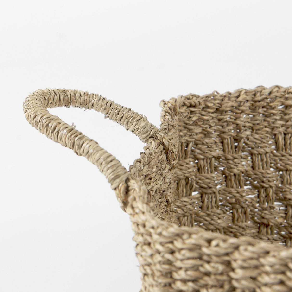Mercana Emra 17.3L x 11.8W x 7.9H (Set of 3) Light Brown Seagrass Rectangular Basket W/ Handles