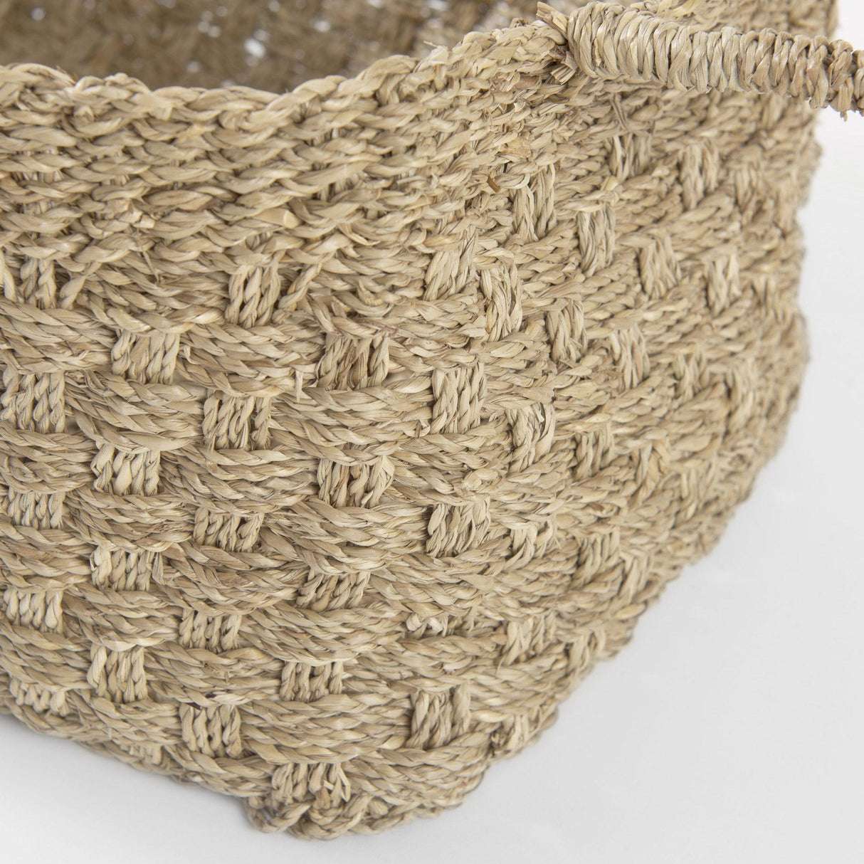 Mercana Emra 17.3L x 11.8W x 7.9H (Set of 3) Light Brown Seagrass Rectangular Basket W/ Handles