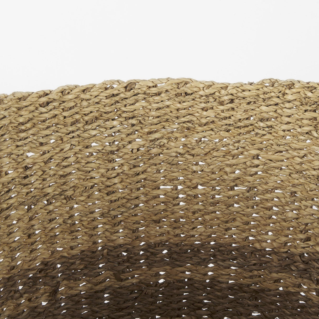 Mercana Vance 17.7L x 17.7W x 11.8H Light Brown Palm Leaf and Seagrass Round Basket W/ Handles