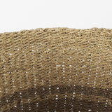 Mercana Vance 17.7L x 17.7W x 11.8H Light Brown Palm Leaf and Seagrass Round Basket W/ Handles