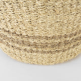 Mercana Vance 17.7L x 17.7W x 11.8H Light Brown Palm Leaf and Seagrass Round Basket W/ Handles