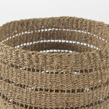 Mercana Hayes 17.7L x 17.7W x 11.8H (Set of 2) Medium Brown Seagrass Round Basket with Stripe Pattern