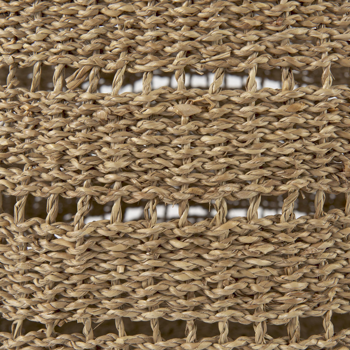 Mercana Hayes 17.7L x 17.7W x 11.8H (Set of 2) Medium Brown Seagrass Round Basket with Stripe Pattern