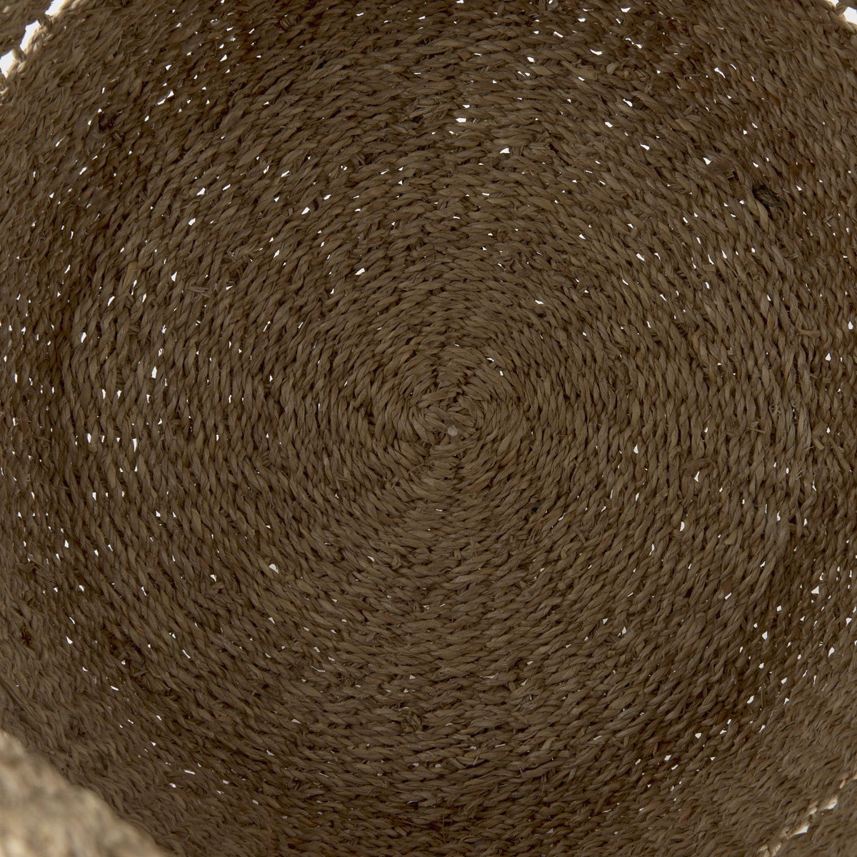Mercana Hayes 17.7L x 17.7W x 11.8H (Set of 2) Medium Brown Seagrass Round Basket with Stripe Pattern