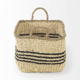 Mercana Emma 17.3L x 13.0W x 11.0H (Set of 2) Light Brown Seagrass Rectangular Basket W/ Black Stripes