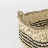 Mercana Emma 17.3L x 13.0W x 11.0H (Set of 2) Light Brown Seagrass Rectangular Basket W/ Black Stripes