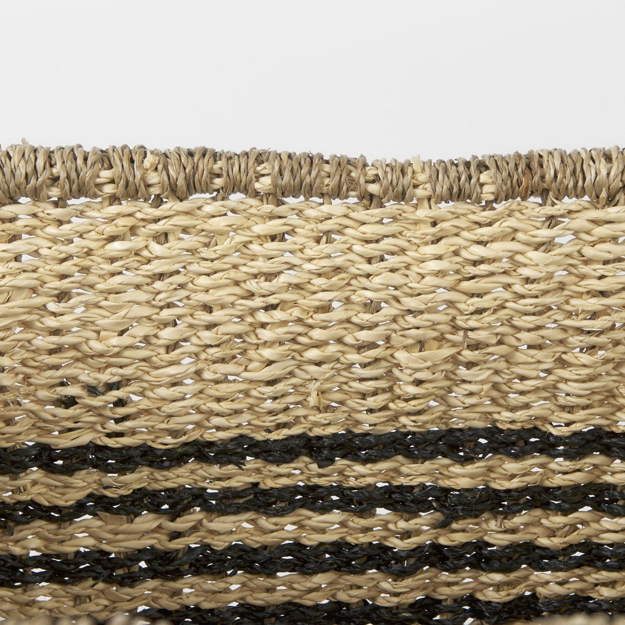 Mercana Emma 17.3L x 13.0W x 11.0H (Set of 2) Light Brown Seagrass Rectangular Basket W/ Black Stripes