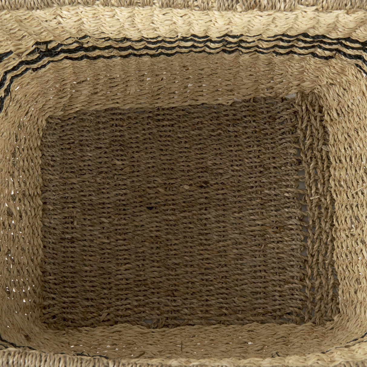 Mercana Emma 17.3L x 13.0W x 11.0H (Set of 2) Light Brown Seagrass Rectangular Basket W/ Black Stripes