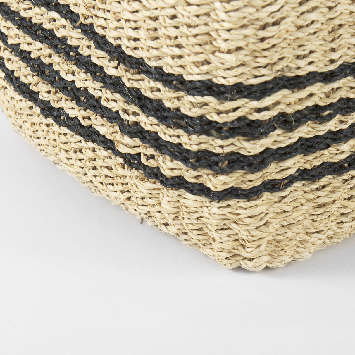 Mercana Emma 17.3L x 13.0W x 11.0H (Set of 2) Light Brown Seagrass Rectangular Basket W/ Black Stripes