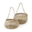 Mercana Nova 15.0L x 15.0W x 9.4H (Set of 2) Light Brown Seagrass Woven Round Basket W/ Long Handle