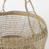 Mercana Nova 15.0L x 15.0W x 9.4H (Set of 2) Light Brown Seagrass Woven Round Basket W/ Long Handle